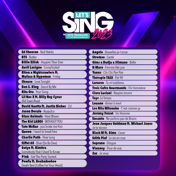 Let's Sing 2023 : La playlist complète de la version française